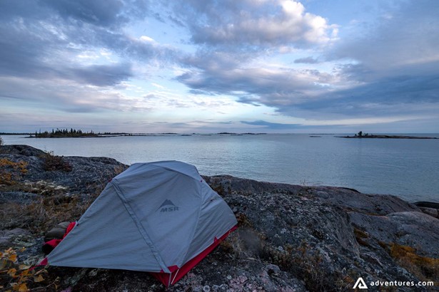 Tent on the shore of a sea