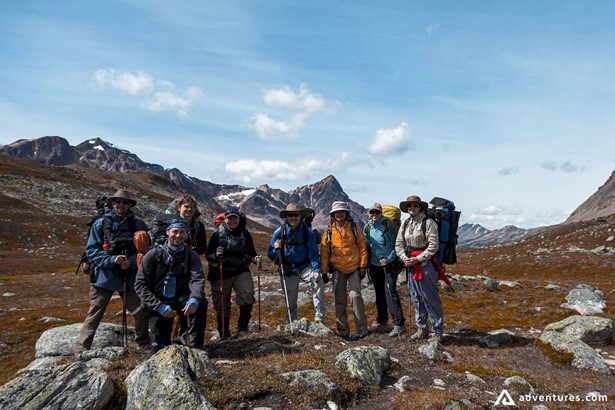 People on a backpacking tour