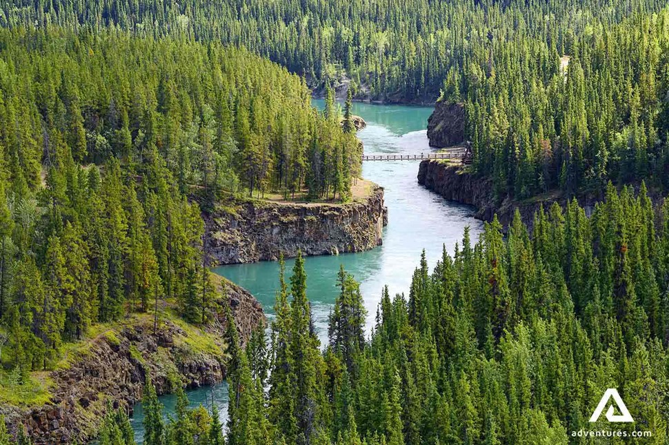 aerial view of yukon river in canada