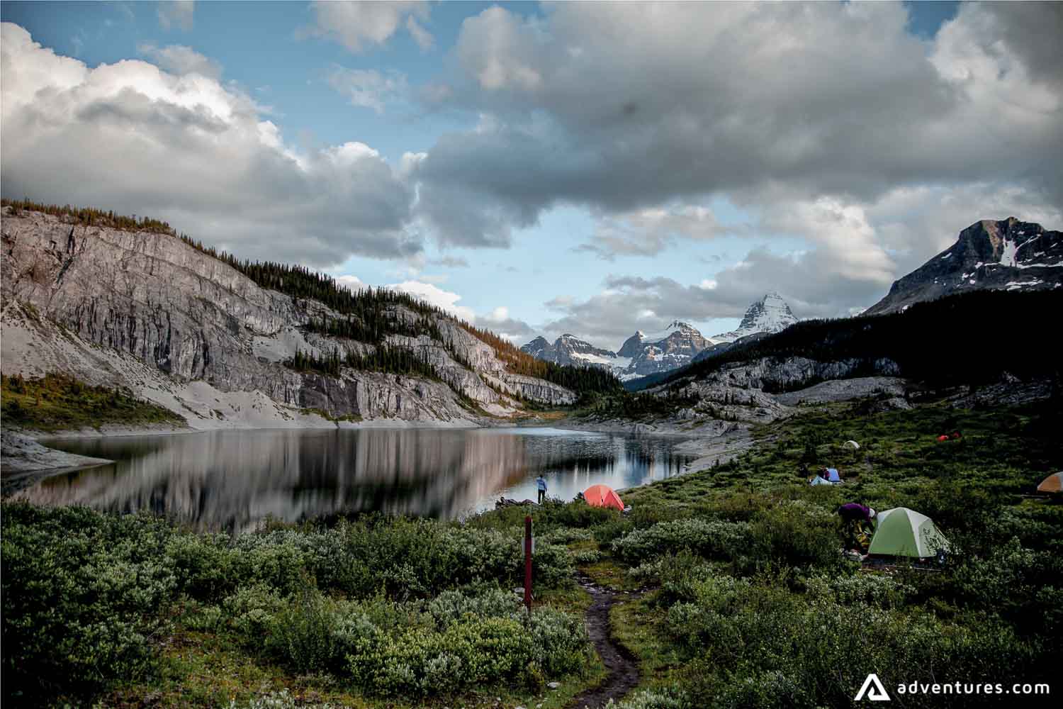 Camping tents near lake