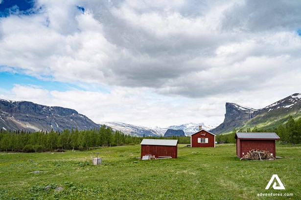 small houses in the swedish countryside in lapland