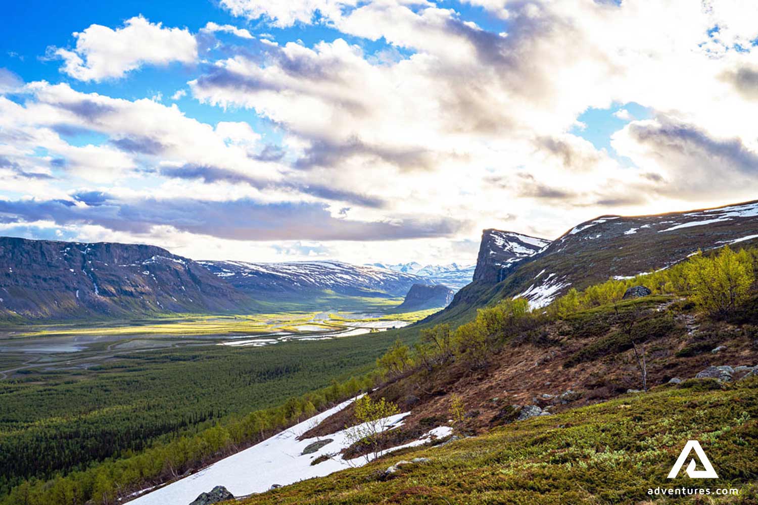mountain peak view in sarek national park in lapland