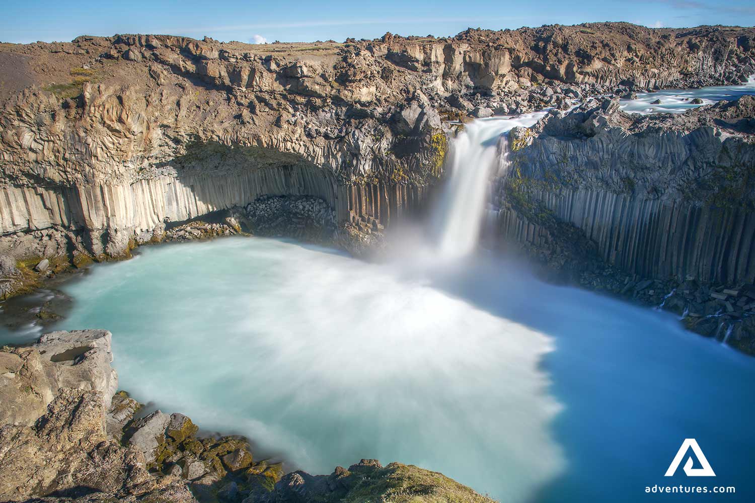 Aldeyjarfoss Waterfall in iceland on a sunny day