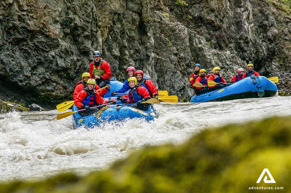 river rafting group in eastfjords of iceland