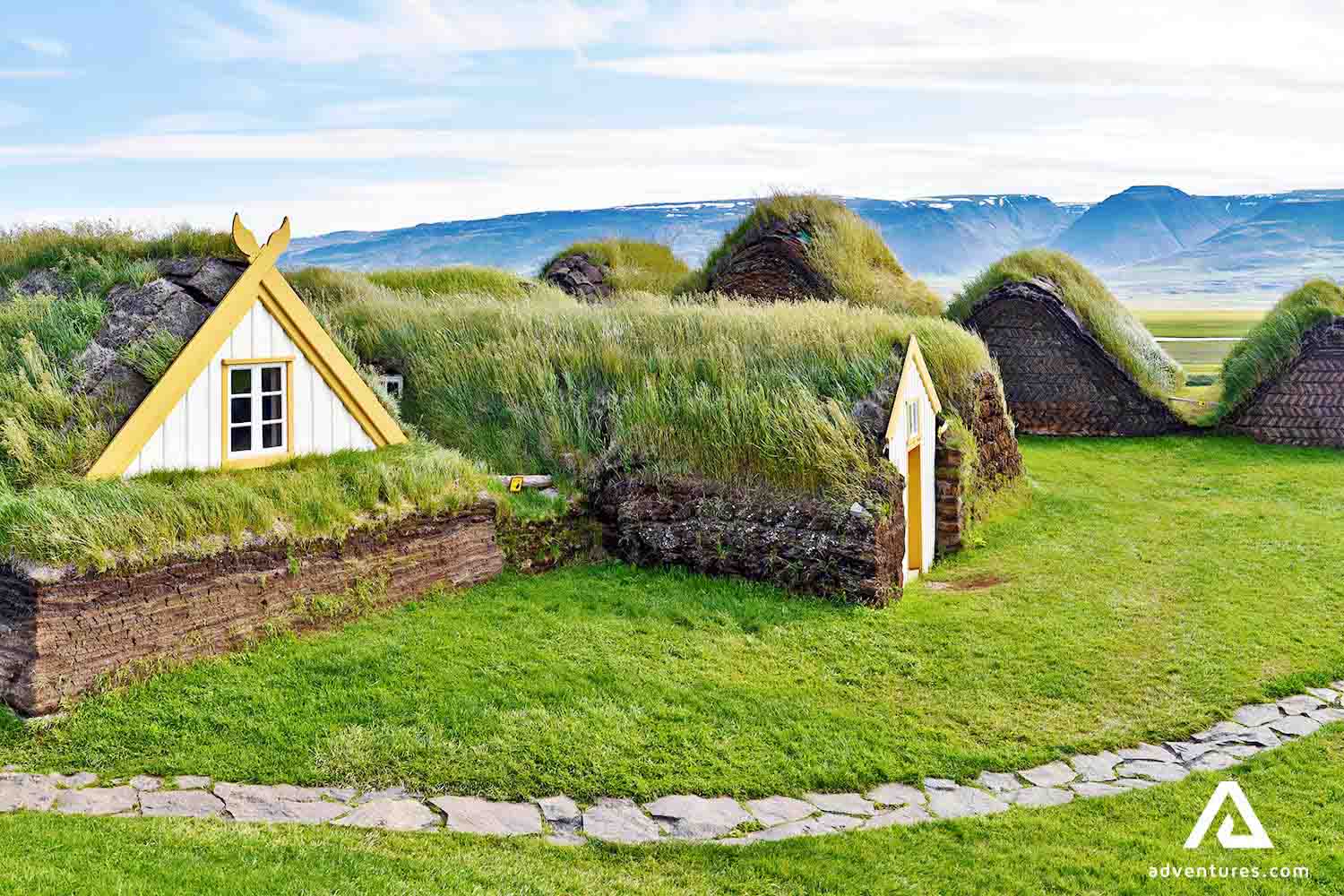 Glaumbaer Turf Houses in iceland at summer