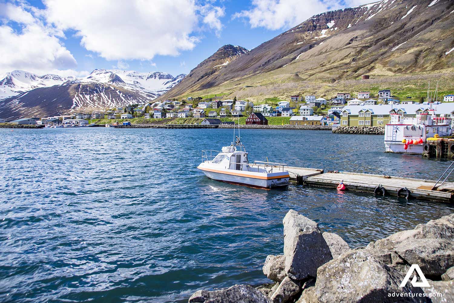 small fishing boat Siglufjordur Town