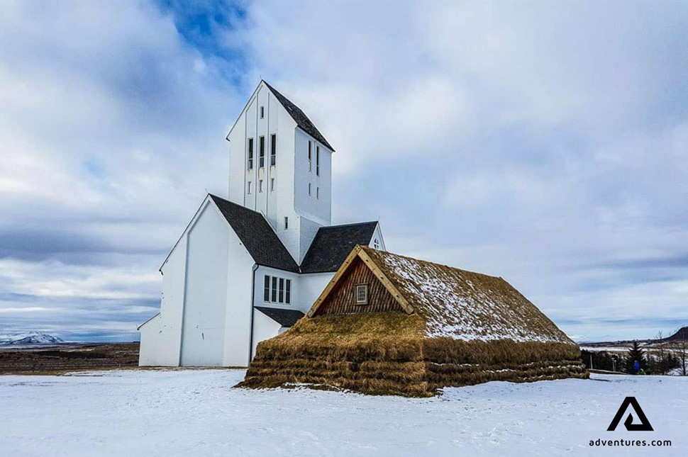 Skalholt Church in winter in iceland