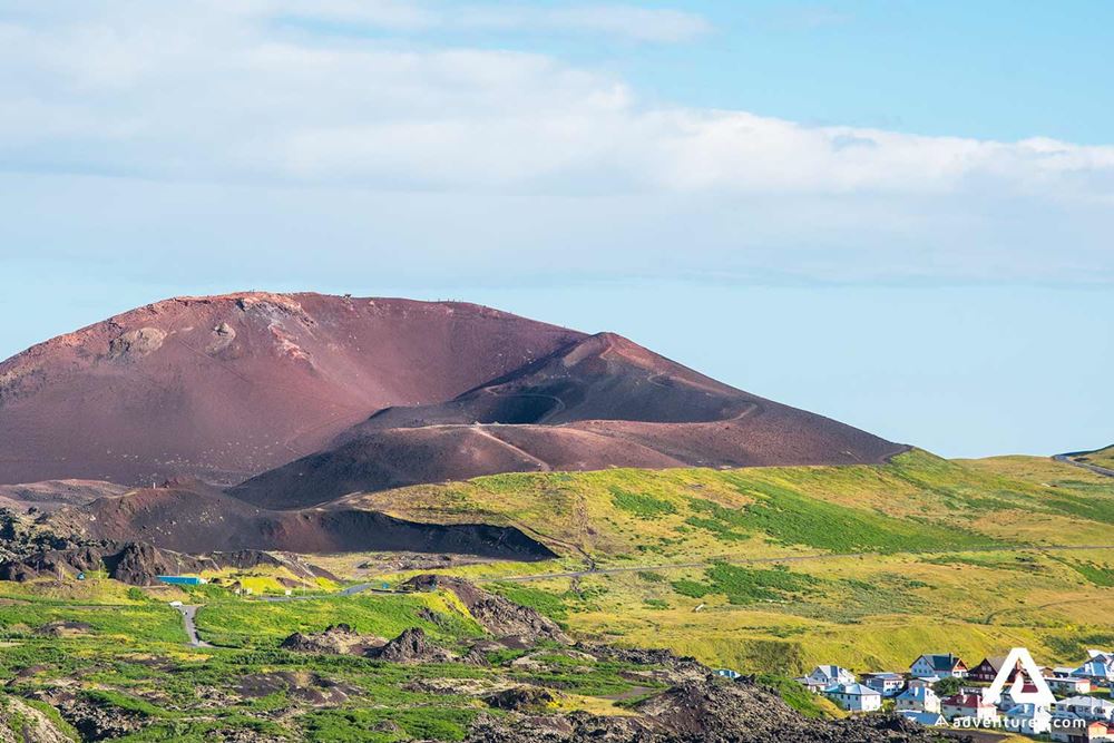 Eldfell Volcano View From Vestmannaeyjar 