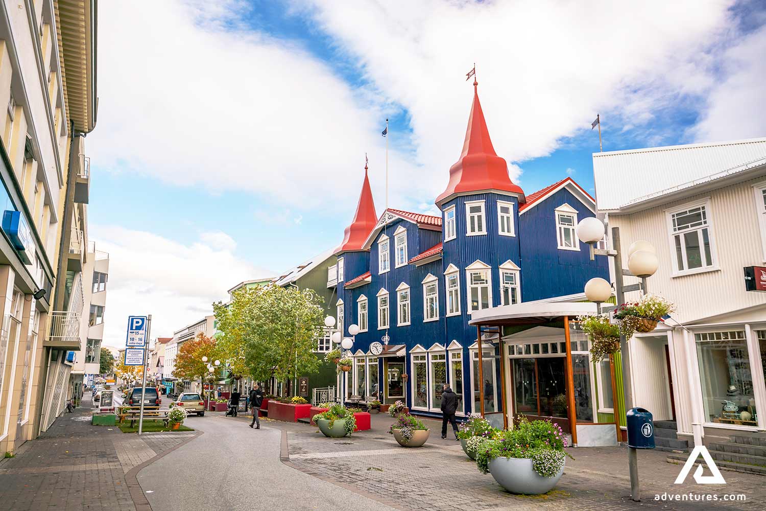 blue building in akureyri in north iceland