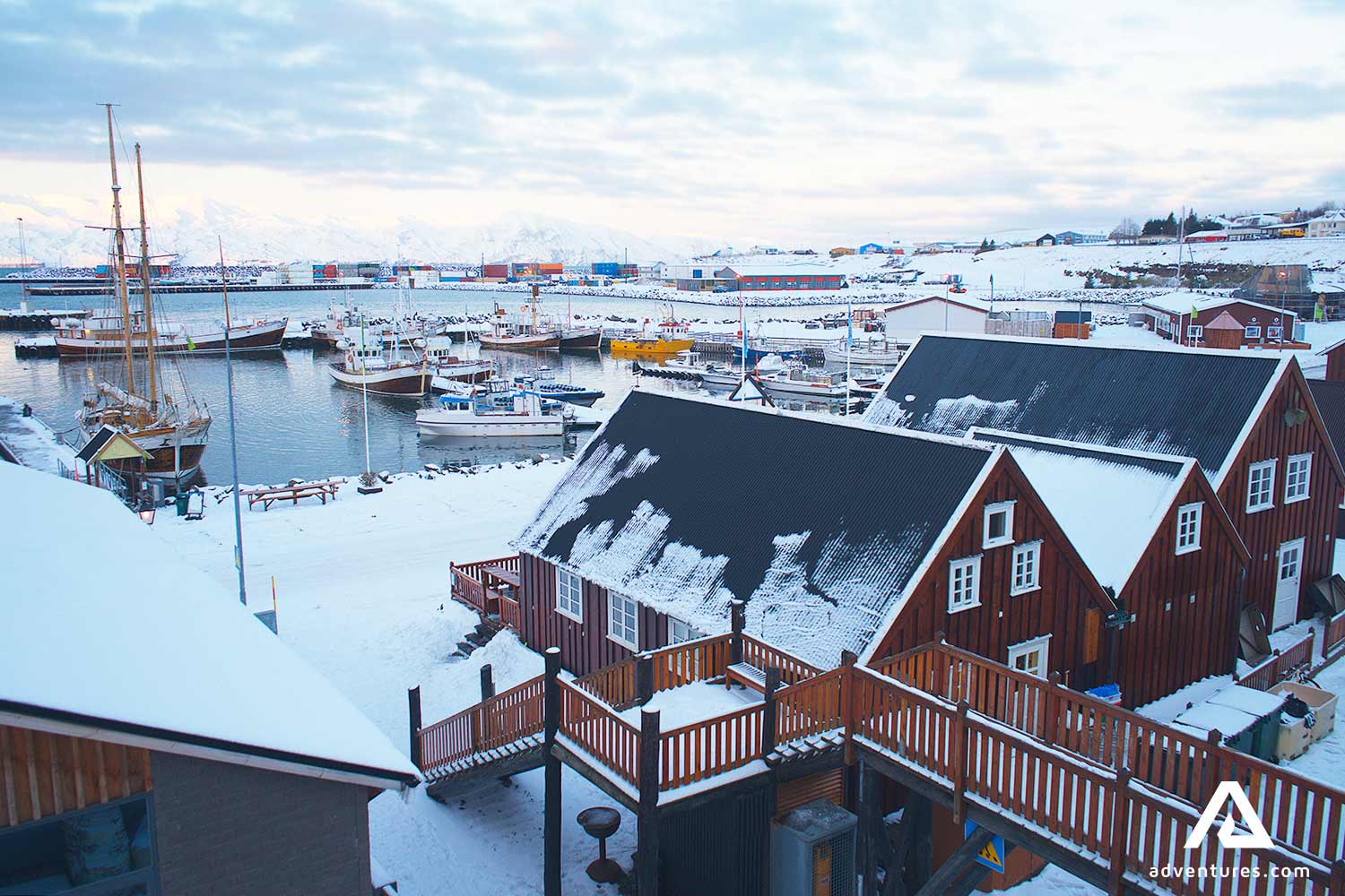 town of husavik in winter in iceland