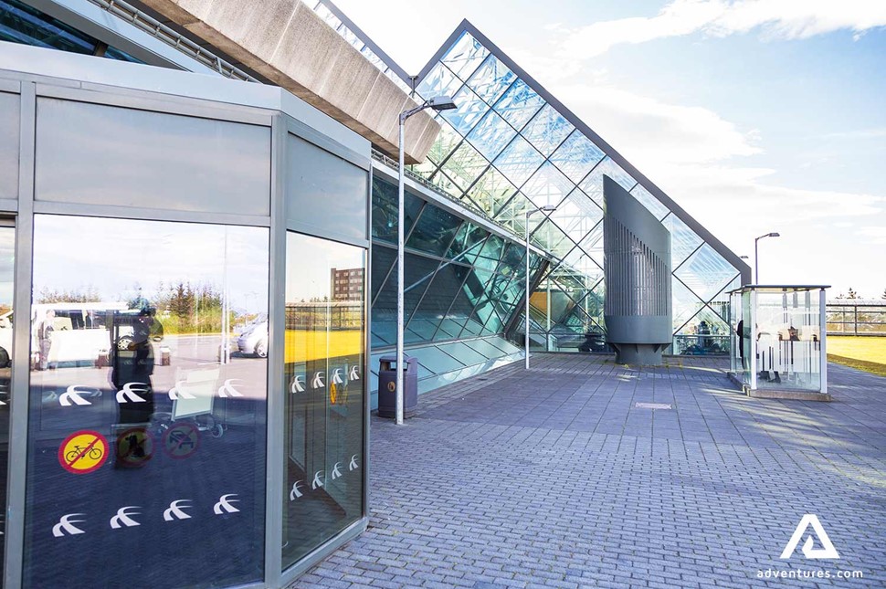 arrival building view in kelfavik airport in iceland