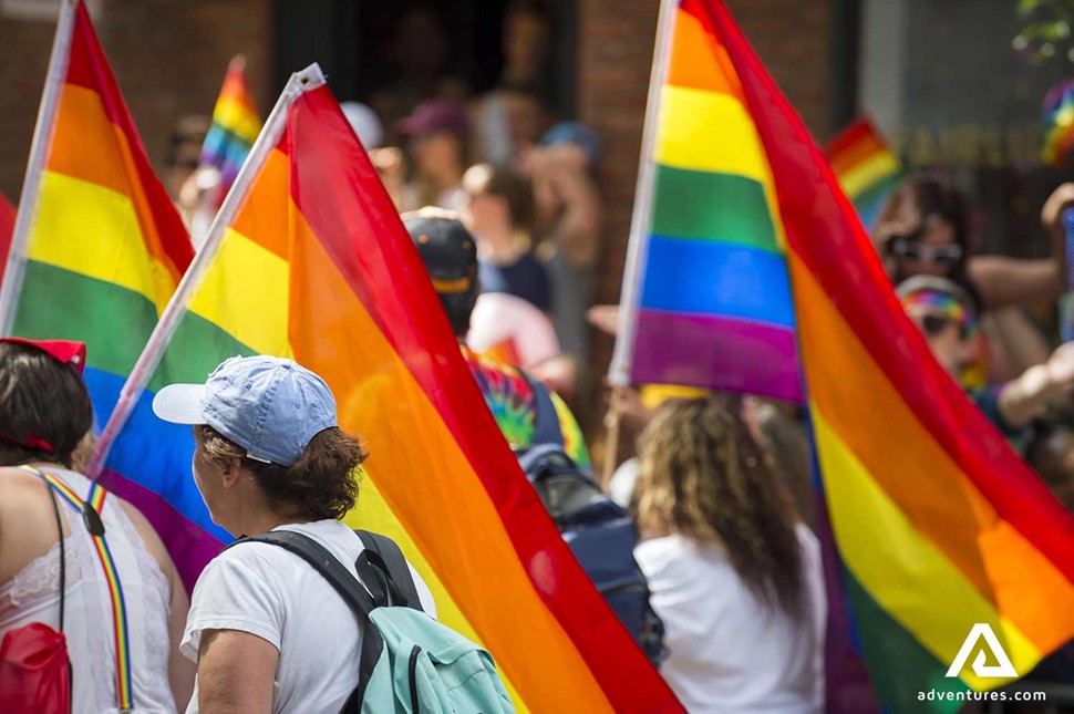 showing lgbt flags in iceland