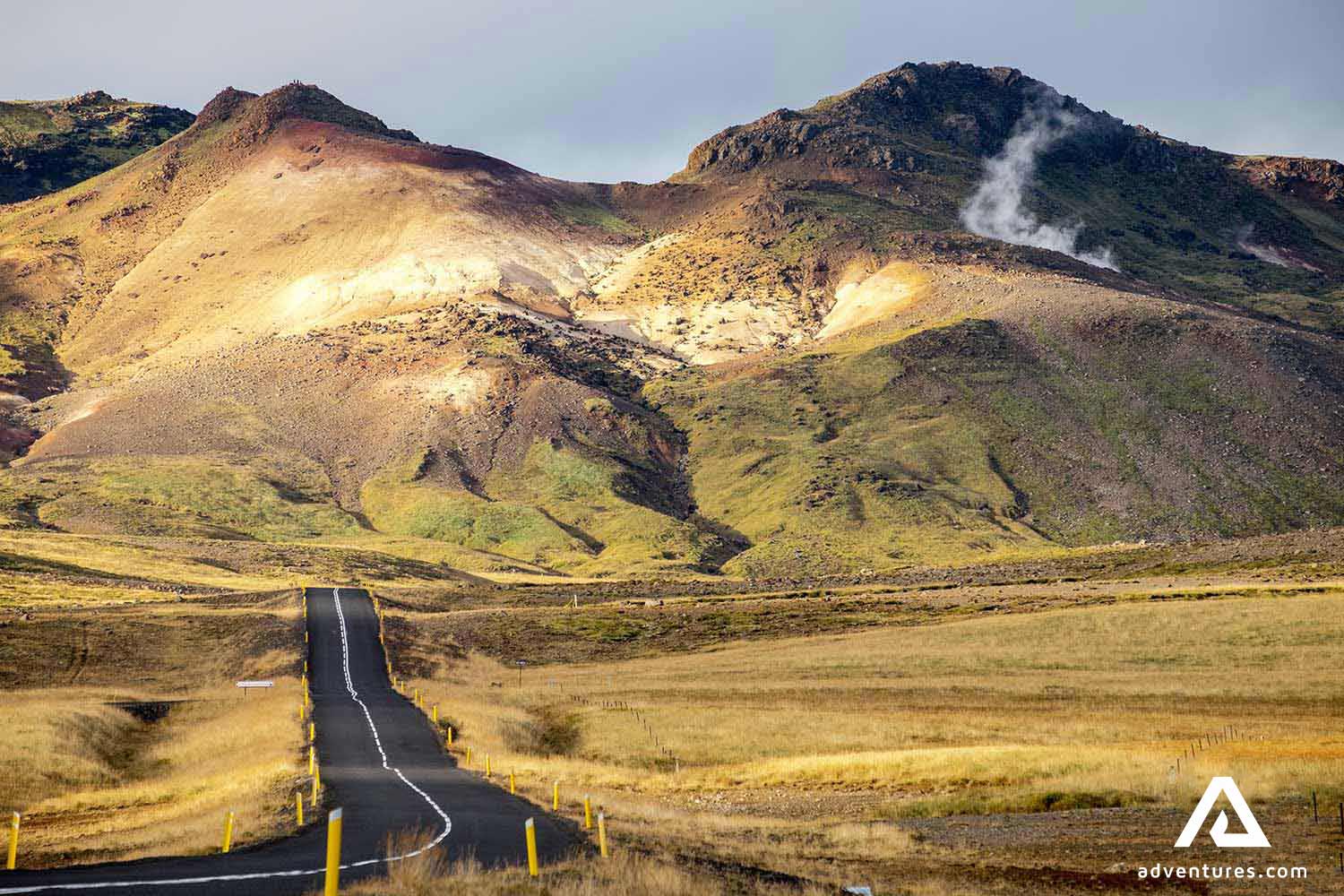 paved road near grindavik in reykjanes peninsula