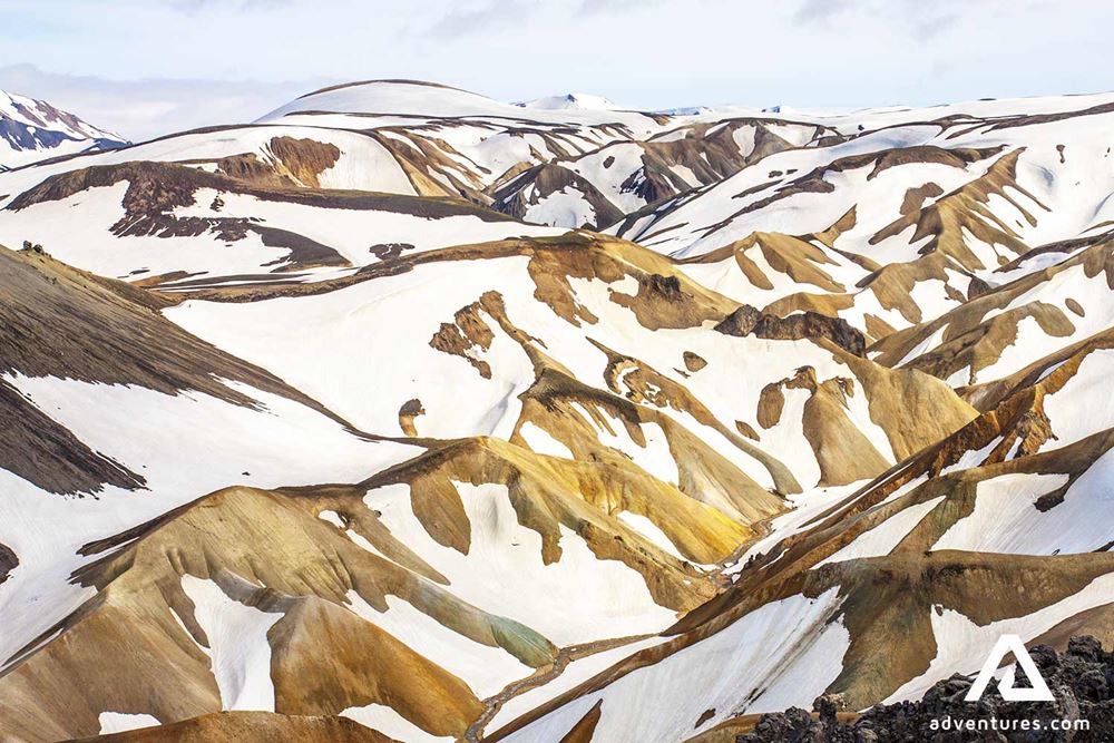 snowy smooth landmannalaugar mountains
