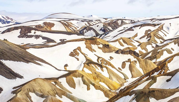 snowy smooth landmannalaugar mountains in iceland