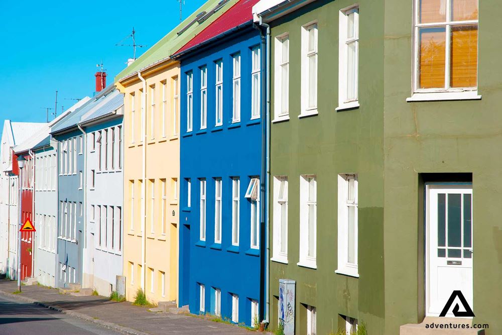 colourful houses in reykjavik city streets
