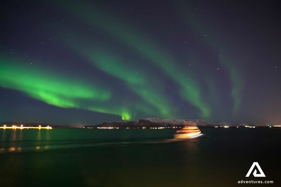 northern lights watching boat near reykjavik