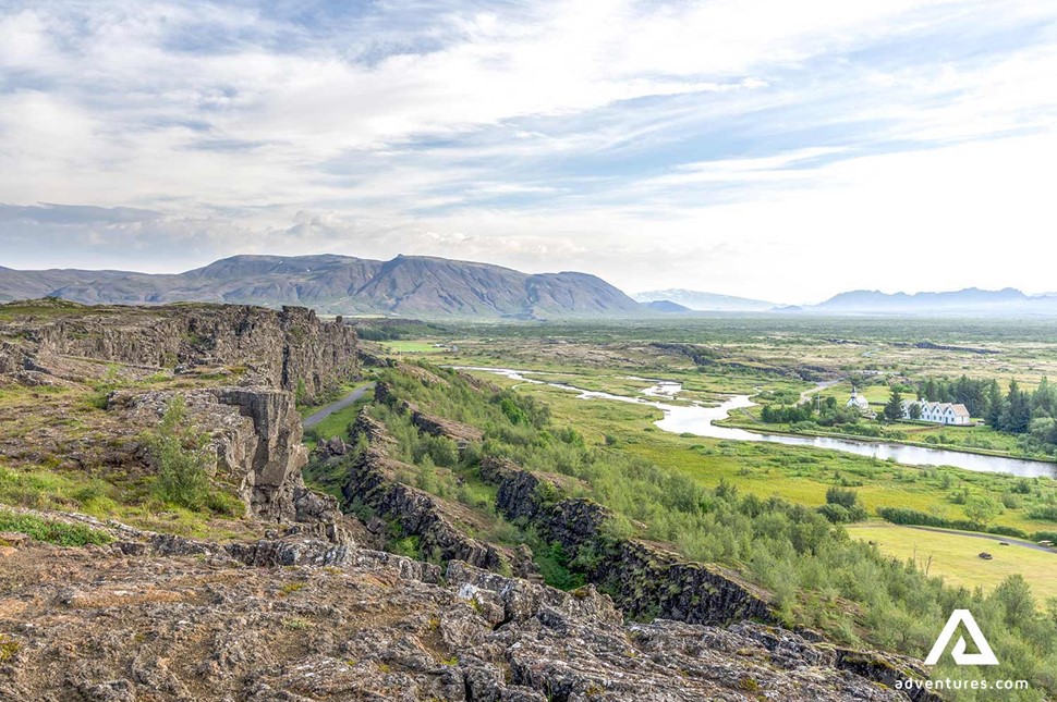 Thingvellir National park landscape aerial view