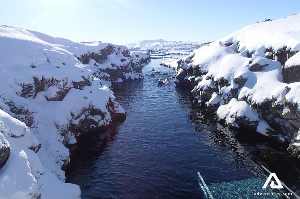 Silfra fissure winter view