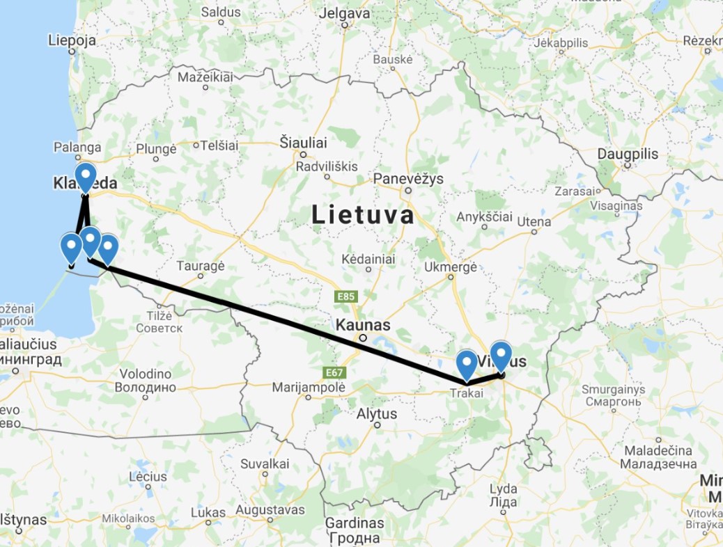 itinerary map of lithuania