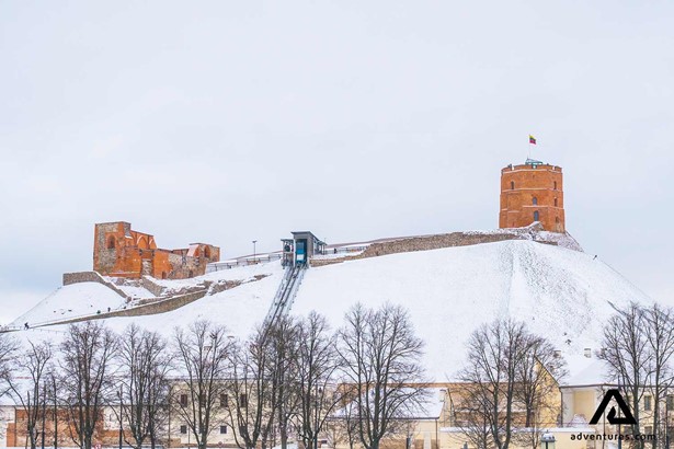 gediminas castle on the hill view in winter