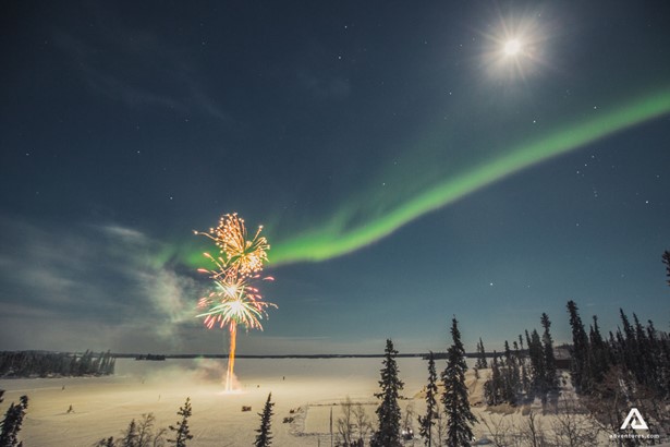Fireworks and Northern Lights