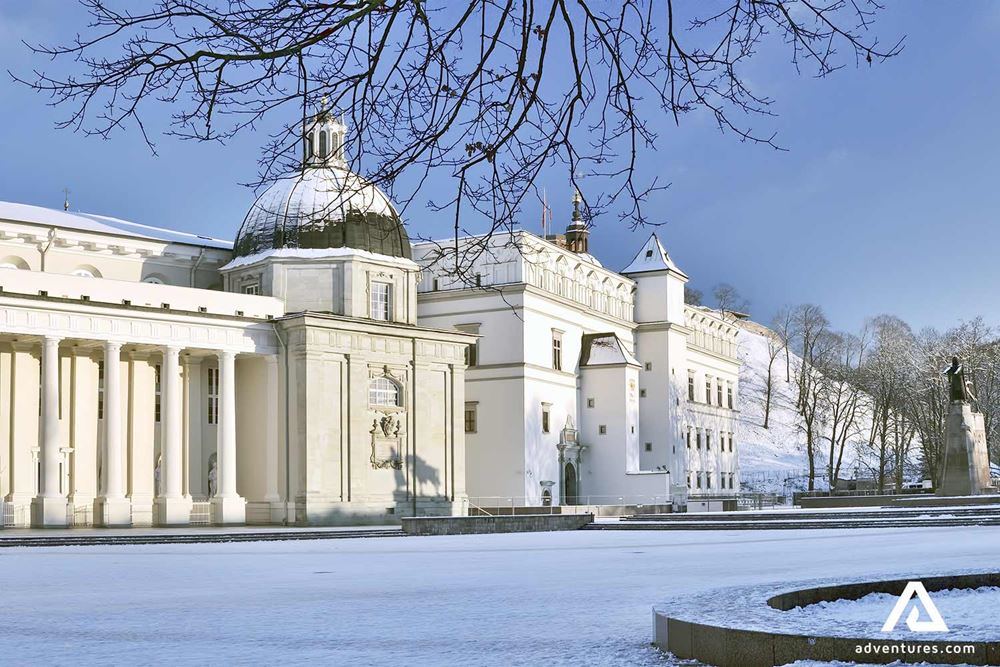 vilnius cathedral square view in winter