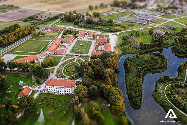 pakruojis manor and gardens aerial view 