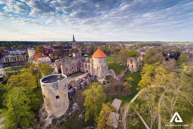 cesis town in latvia with a medieval castle