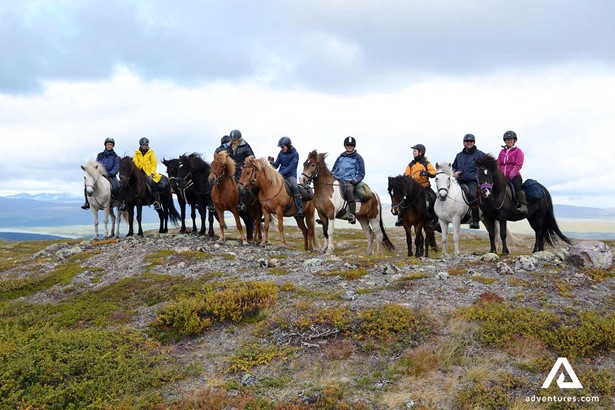 group of horse riders in ratekjokk sweden