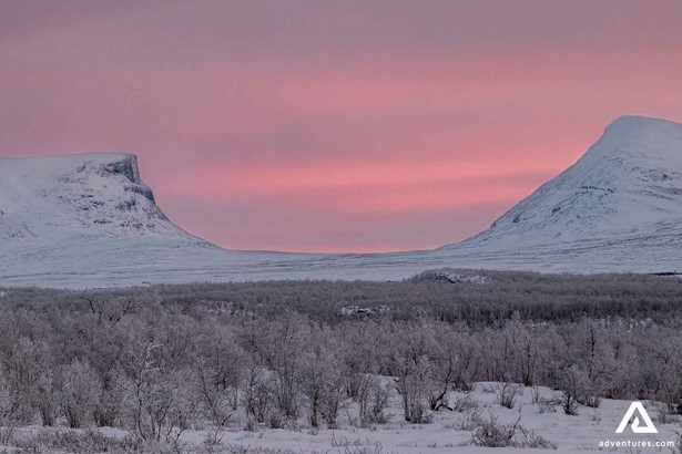 mountain range landscape at sunset in sweden