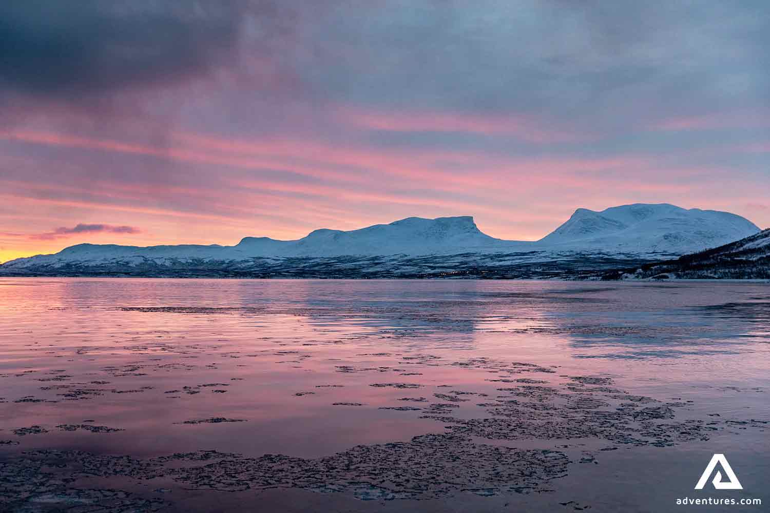 sunset near a lake landscape in sweden