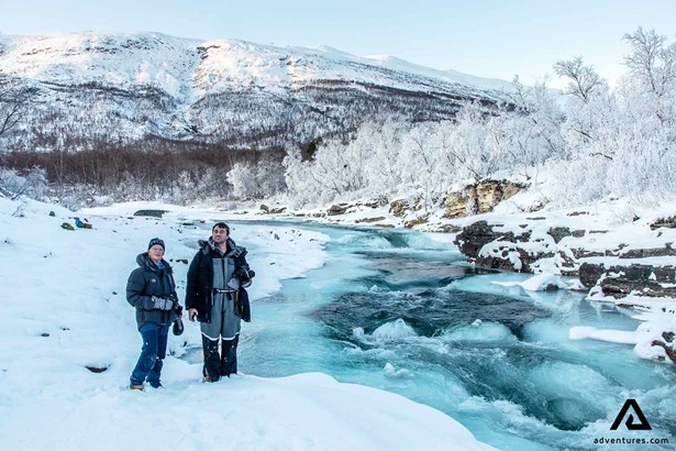 two hikers in abisko national park in sweden