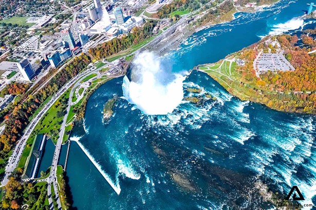 niagara falls view from a helicopter window 