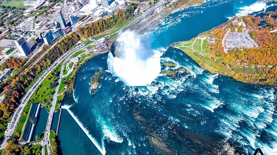 niagara falls view from a helicopter