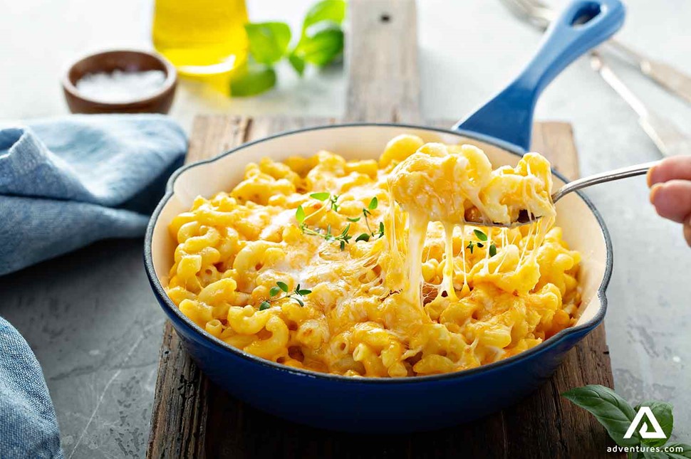 canadian macaroni and cheese in a bowl