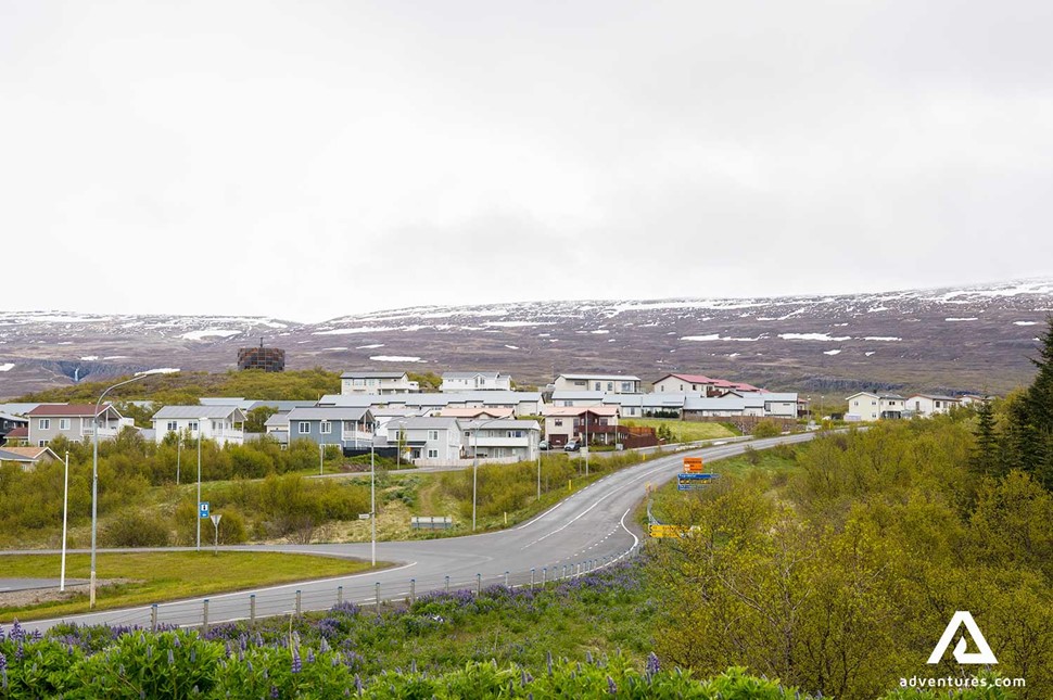 road near town of egilsstadir in north iceland