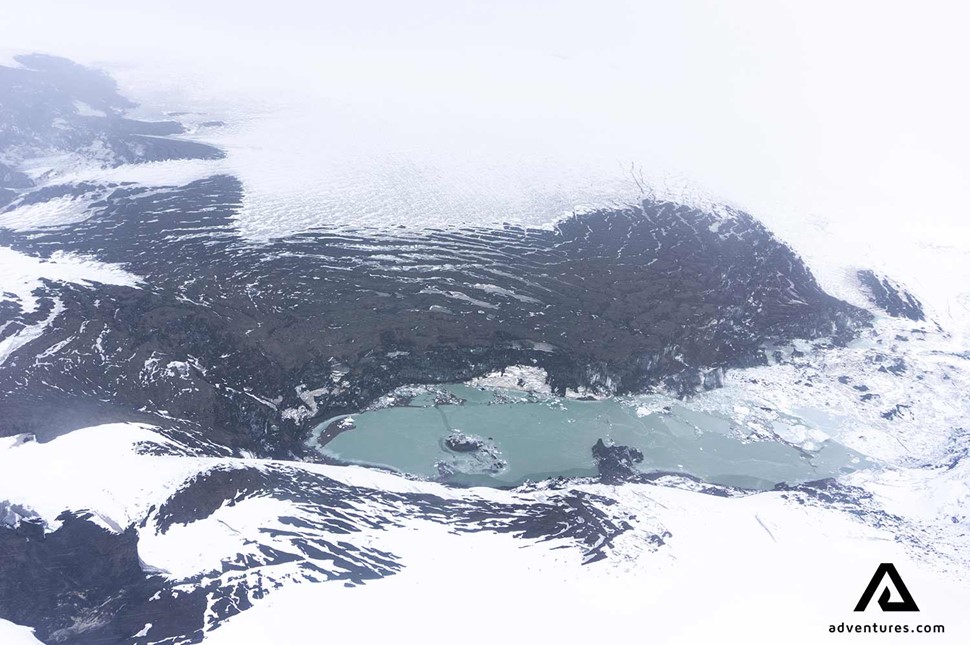 melted glacier near grimsvotn volcano