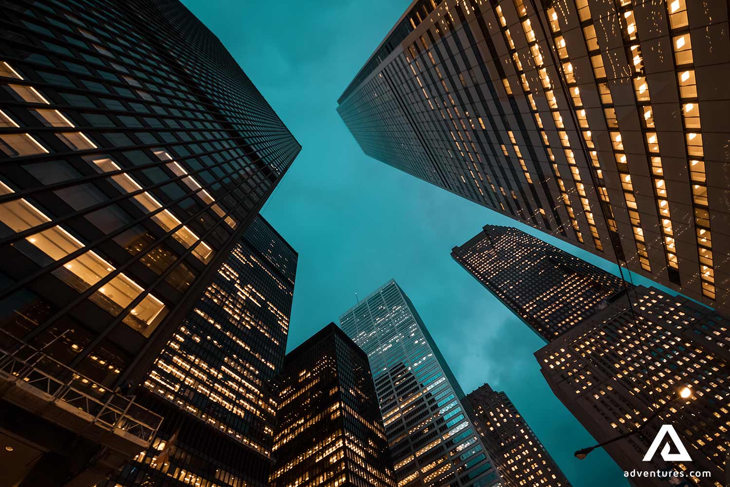 skyscrapers view in toronto at night