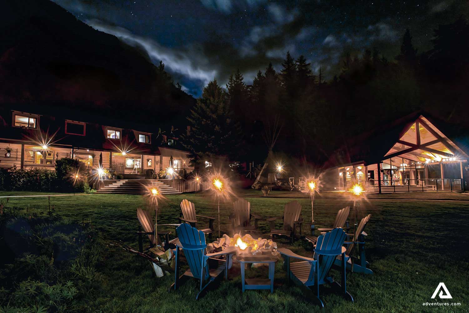 Fireplace in summer Vacations Lodge territory