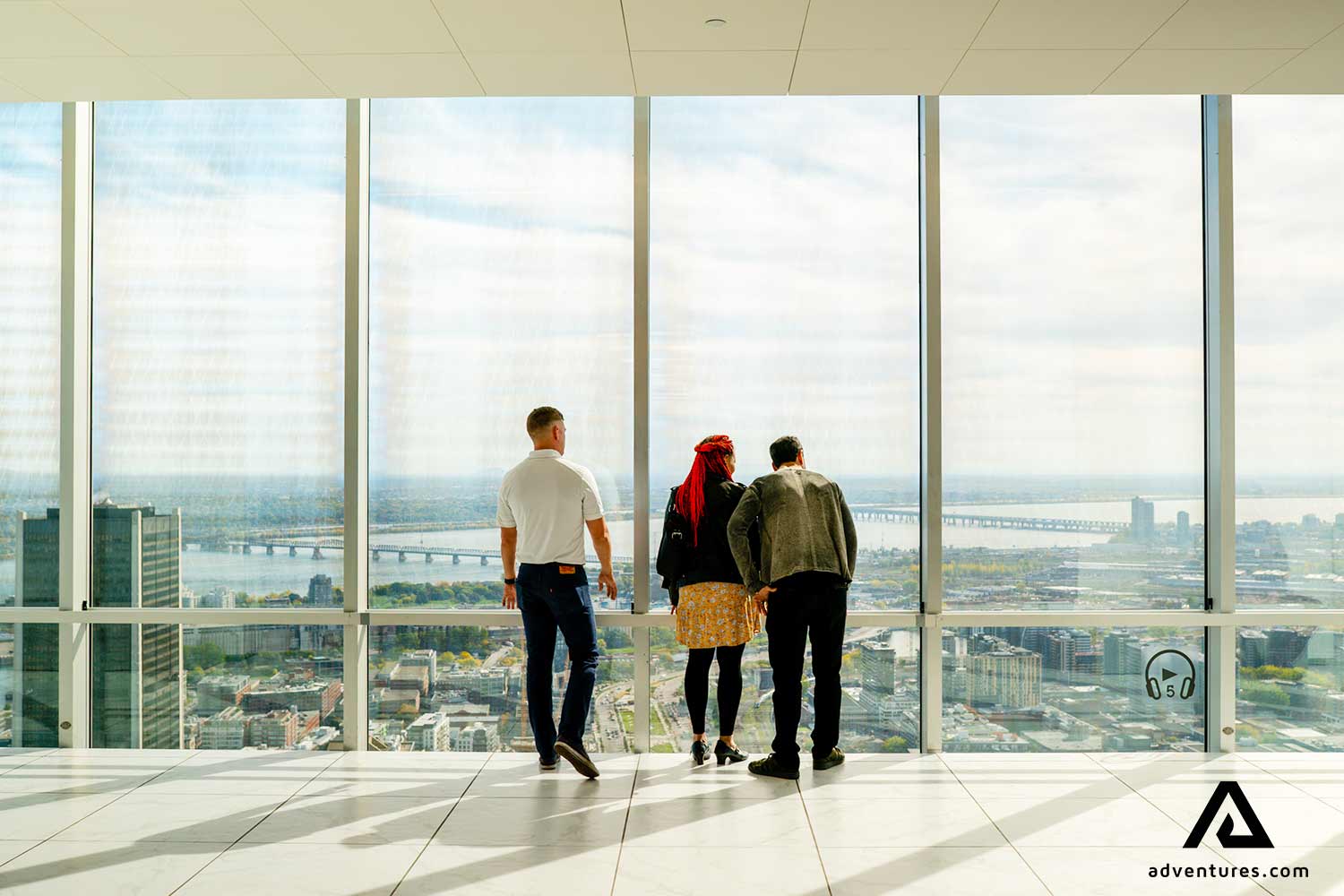 enjoying the view from a tall building