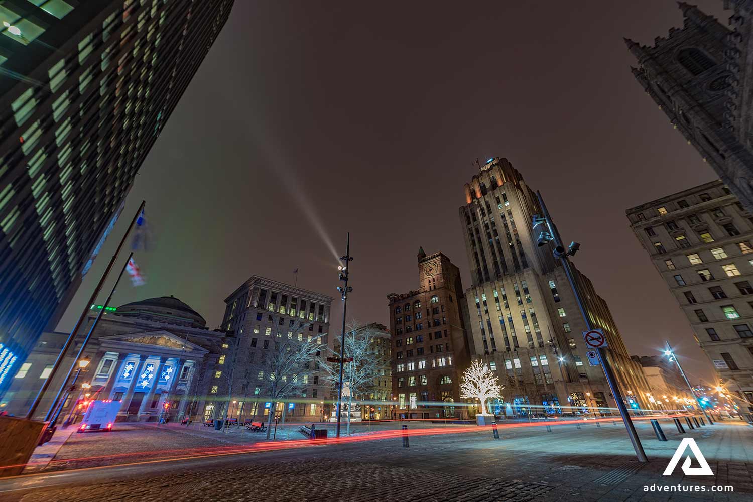 montreal city skyline at night in canada