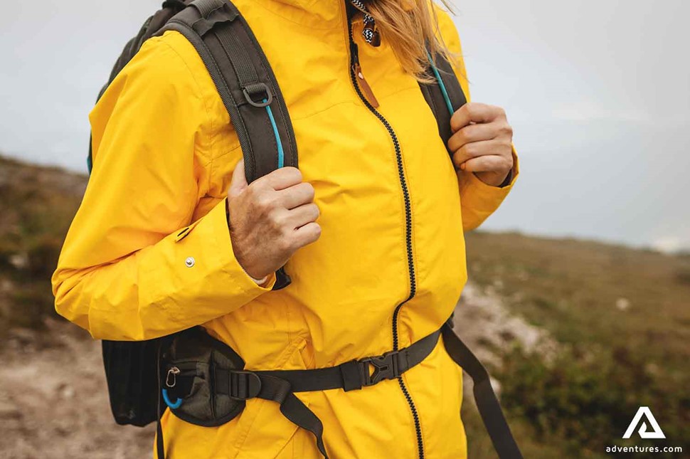 warm hiking yellow raincoat clothing