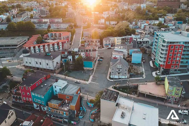 Saint John City Street Aerial Drone view