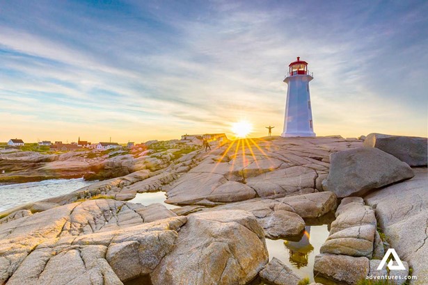 Peggy Cove Lighthouse at sunset