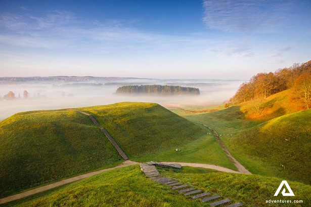 kernave hills foggy view in lithuania