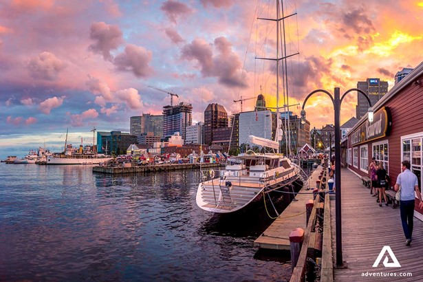 Halifax Harbor Yachts at sunset