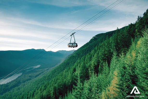 cable car above a forest in vancouver area