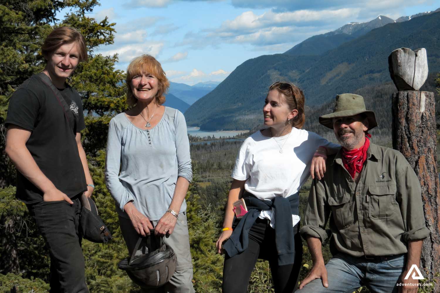 Excited tourists on a horseback riding tour