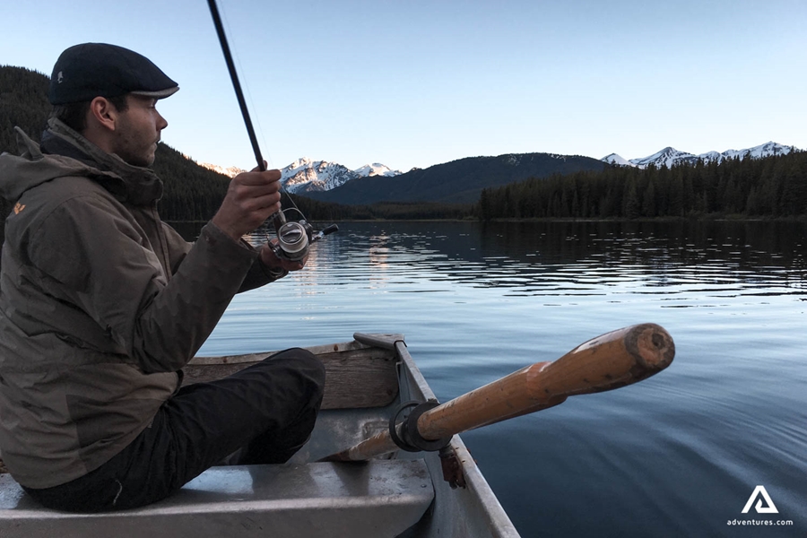 Fishing from a boat in Canada